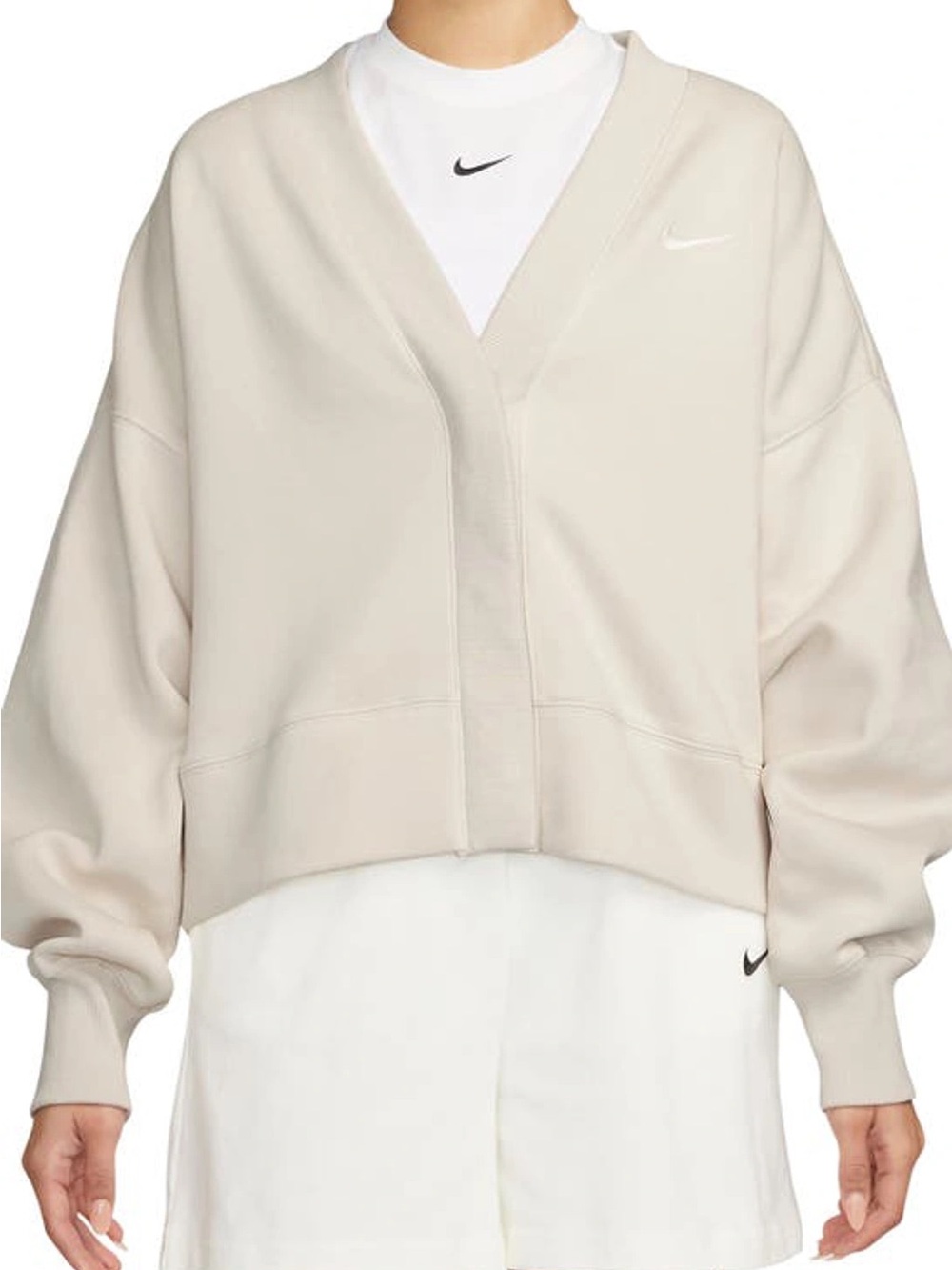 NIKE Sportswear Phoenix Fleece Oversized Cardigan in Light Orewood/Sail
